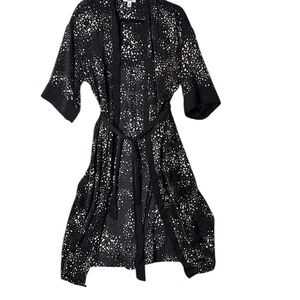 Kensie  Kimono Robe ,women Small.Black ,star print , with side seam pockets,belt